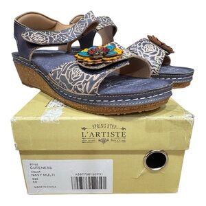 L'ATISTE Women's Navy Multi Sandals Size 40